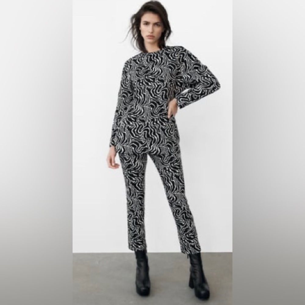 Zara Jacquard Set, Shirt Size S, Pants Size XS